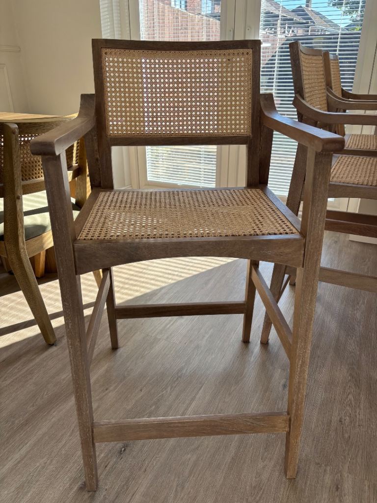 Mango Wood and Cane Bar Stools x3 – As Good As New