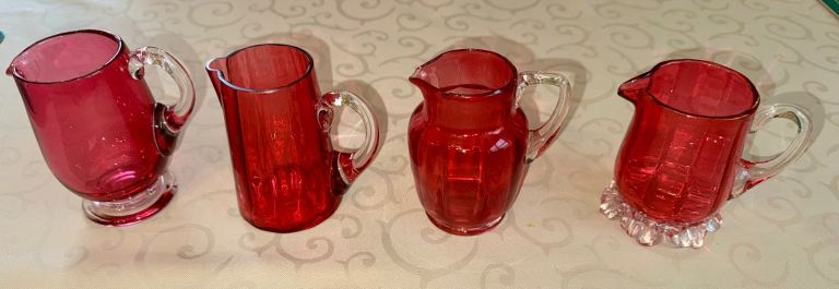 Victorian Cranberry Red Glassware Set - Jugs, Glasses, and Bowls