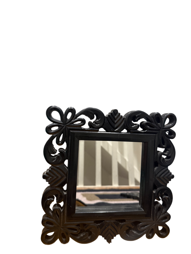Set of 3 Antique Black Deep Framed Small Squared Convex Mirror