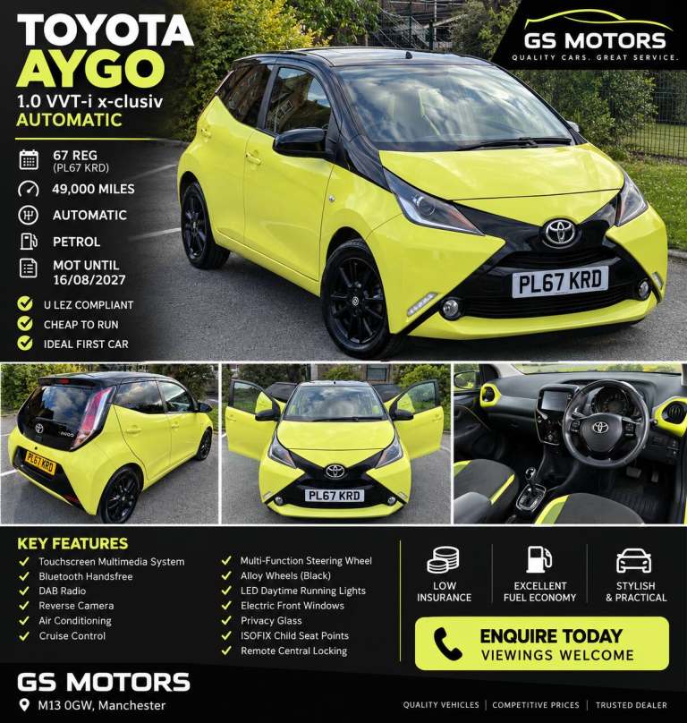 2017 Toyota AYGO 1.0 VVT-i X-Cite 3 5dr x-shift HATCHBACK Petrol Automatic