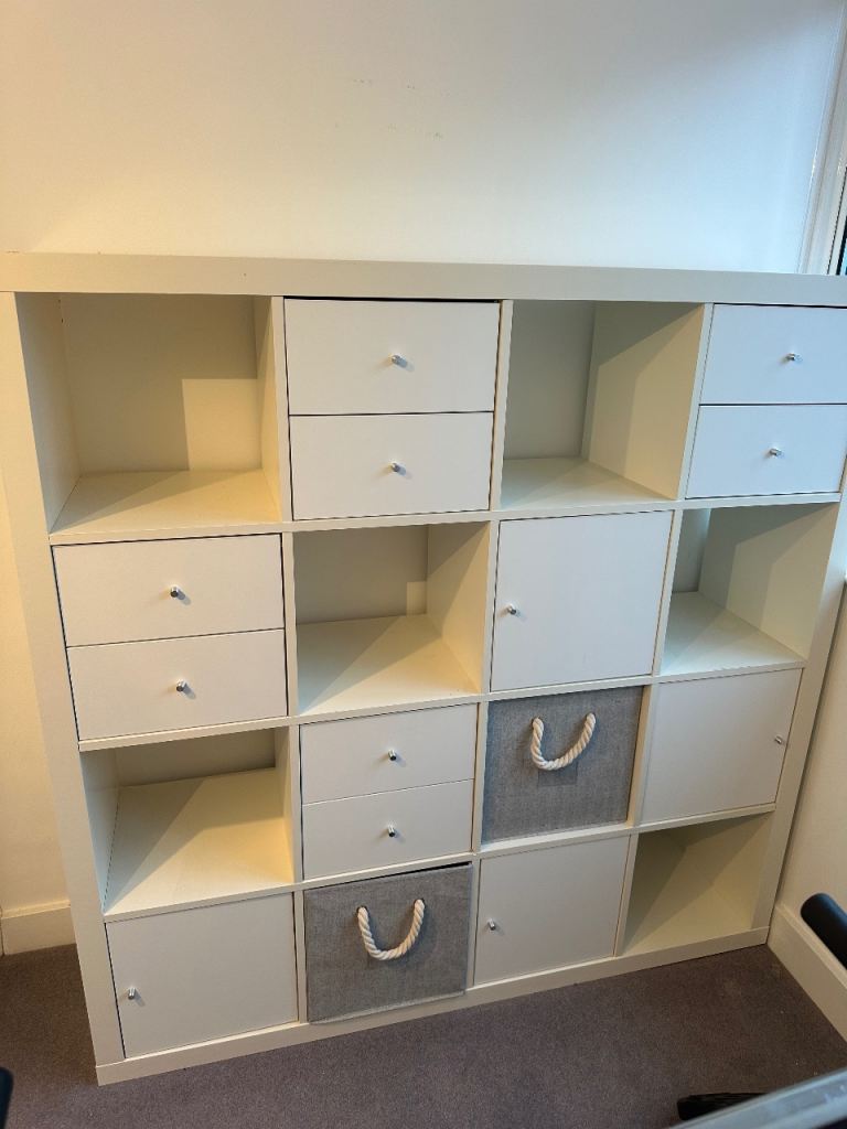 IKEA Kallax unit 4x4 with drawers, doors & boxes