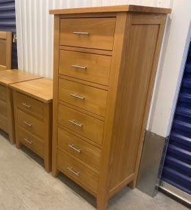 Solid oak tall boy and matching bedside cabinets from John Lewis excellent condition