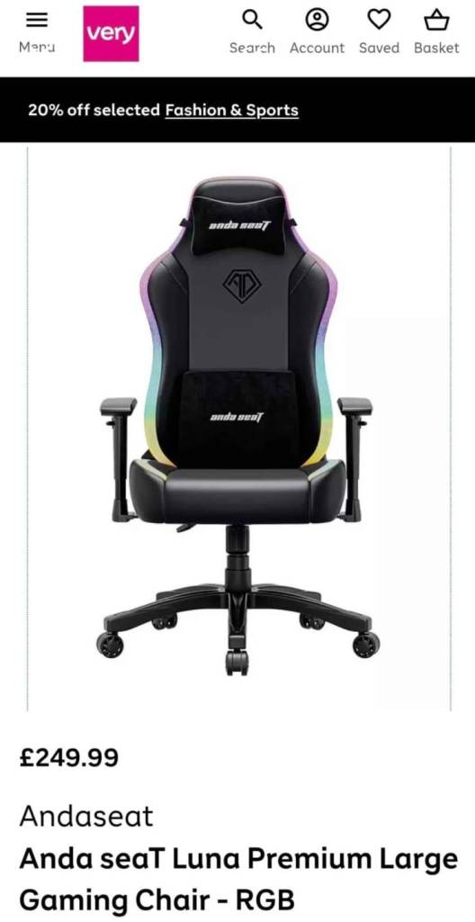Andaseat Luna Premium Large RGB Gaming Chair - New