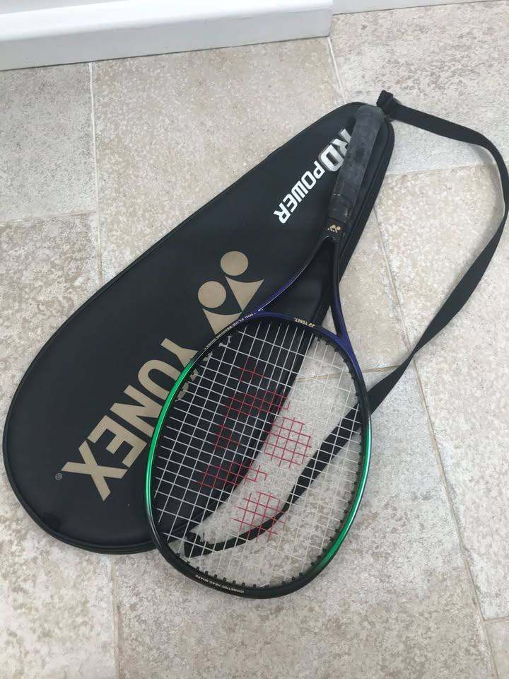 Yonex RD Power 6 Tennis Racket and Case - Long Mid Plus 95 sq inch - Blue Green Black