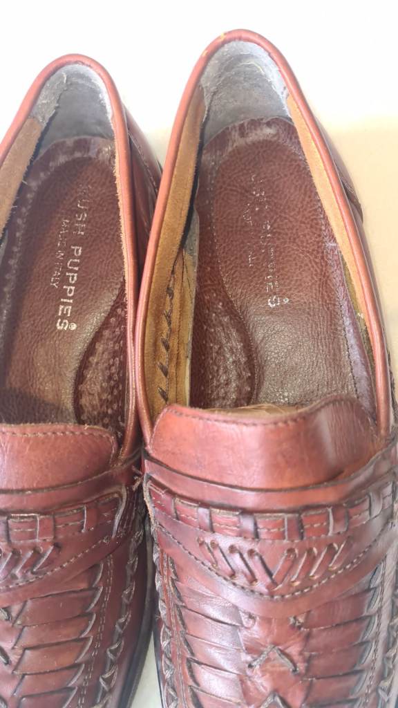 Hush Puppies brown leather slip in moccasins shoes uk6 excellent condition