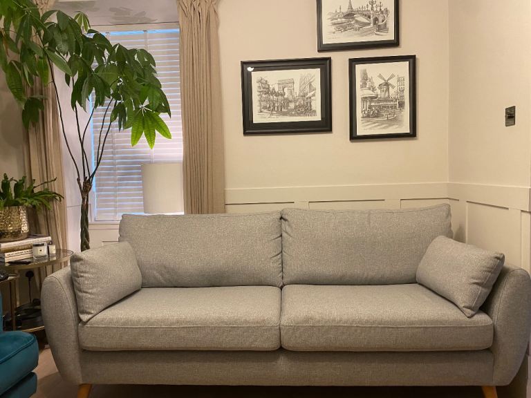 NEXT 3 SEATER LIGHT GREY SOFA (12 months old) 