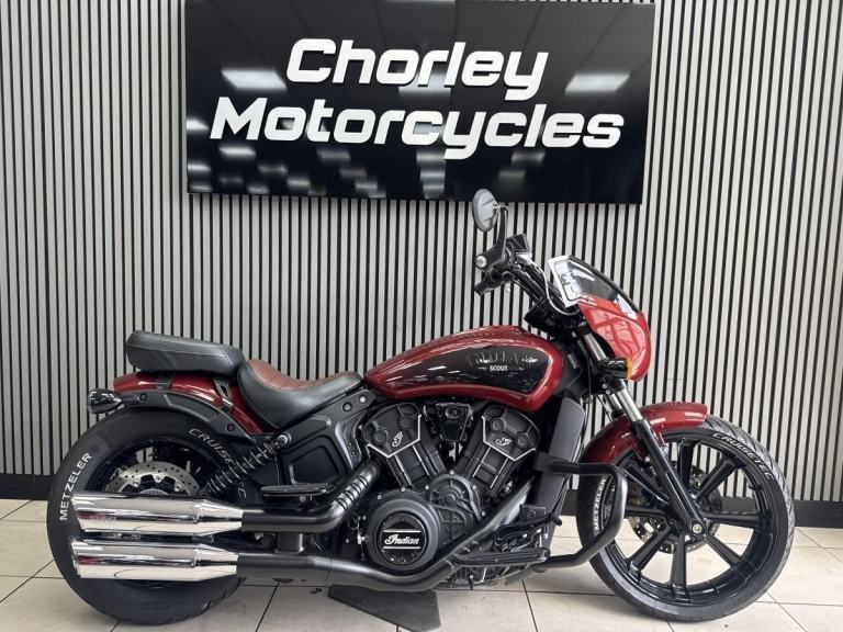 2023 Indian Scout Rouge 1200cc cruiser bobber low ride in deep maroon/black w...