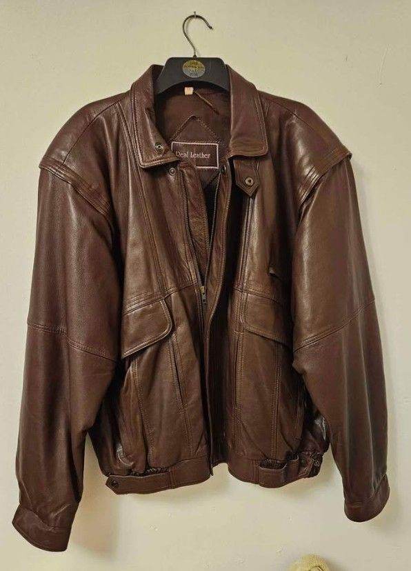 Leather men jacket 2XL