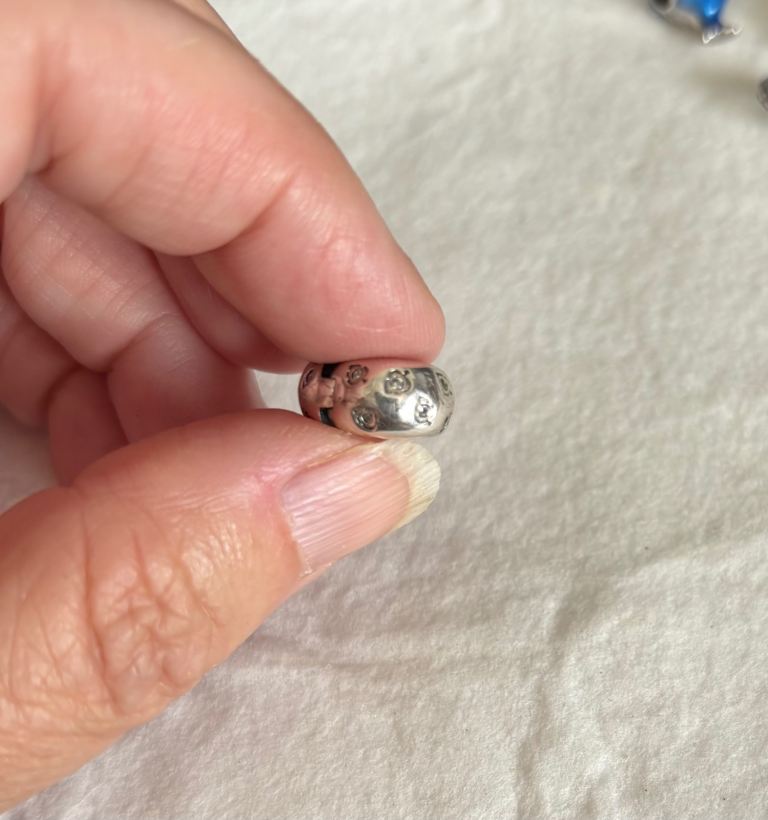 Sterling Silver Charm Bead with Clear Stones