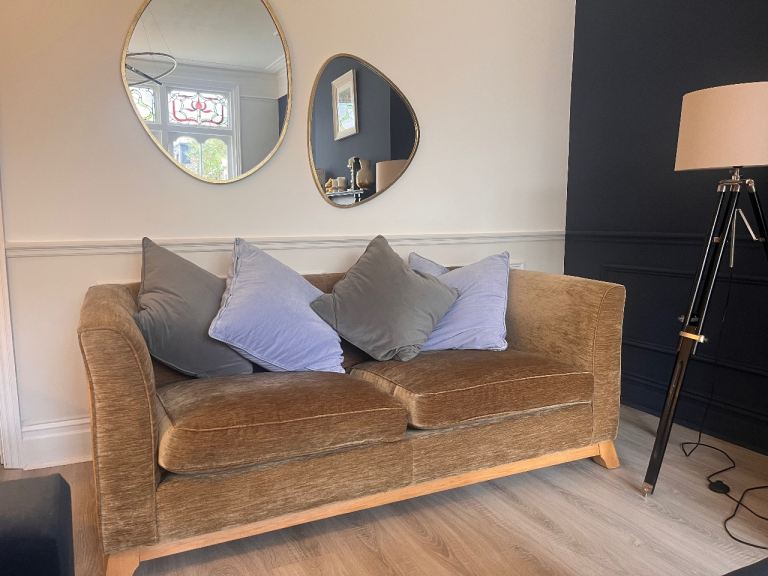 Comfortable Two-Seater Sofa – Brown Fabric