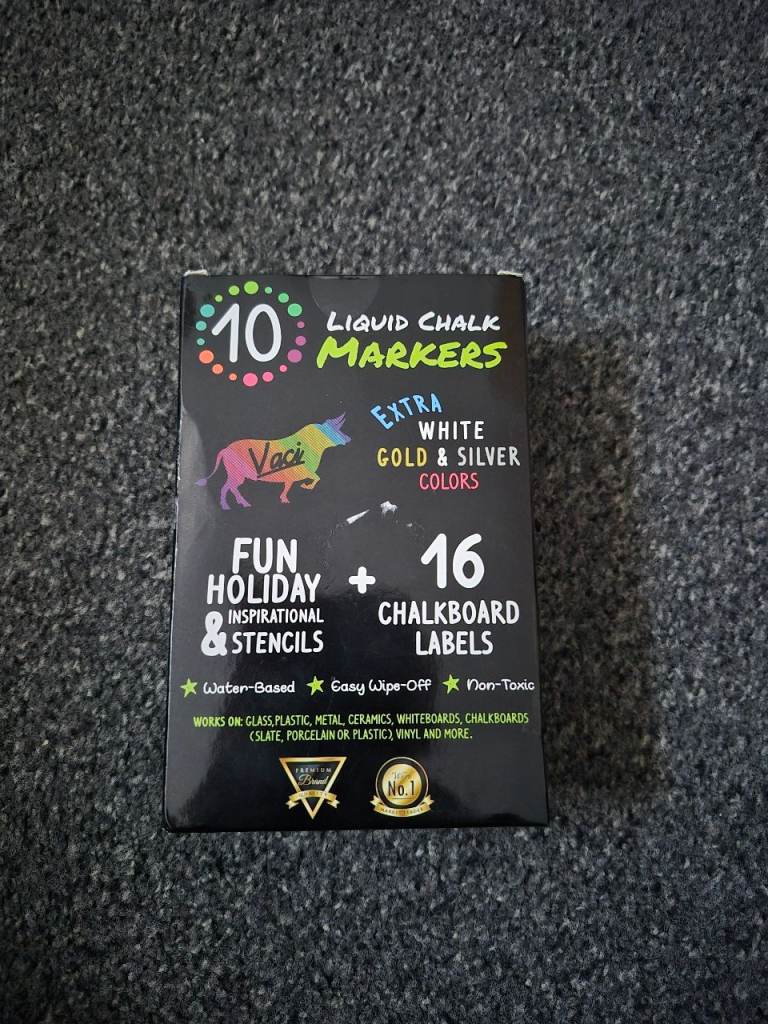 Vaci 10 Liquid Chalk Markers with Stencils & Labels – New