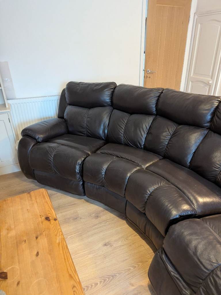 Black leather sofa