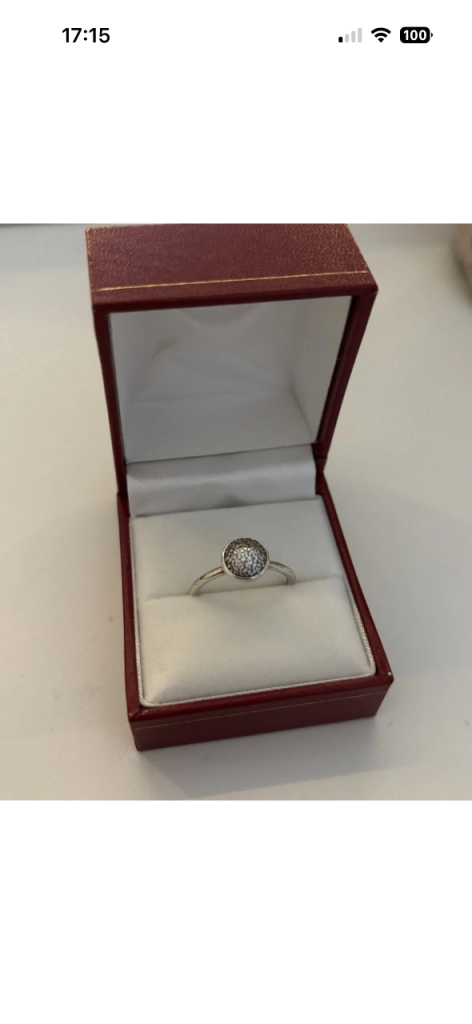 Pandora Pavé Dazzling Droplet Ring Size 54 925 Silver Hallmarked