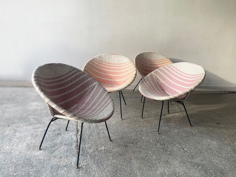 Vintage Mid-Century woven Sputnik  summer patio lounge chairs. Price for 1 chair.
