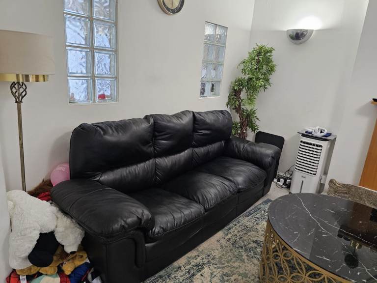 Sofa for sale, black 3 seater leather sofa