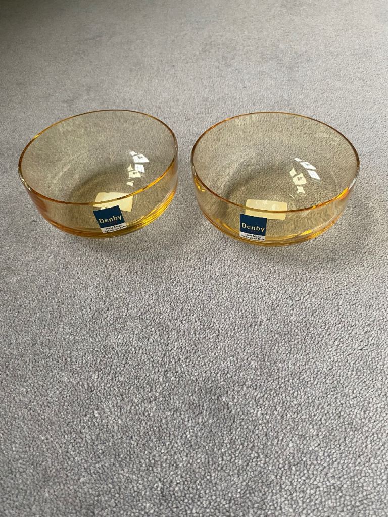 2 Denby smoke glass bowls