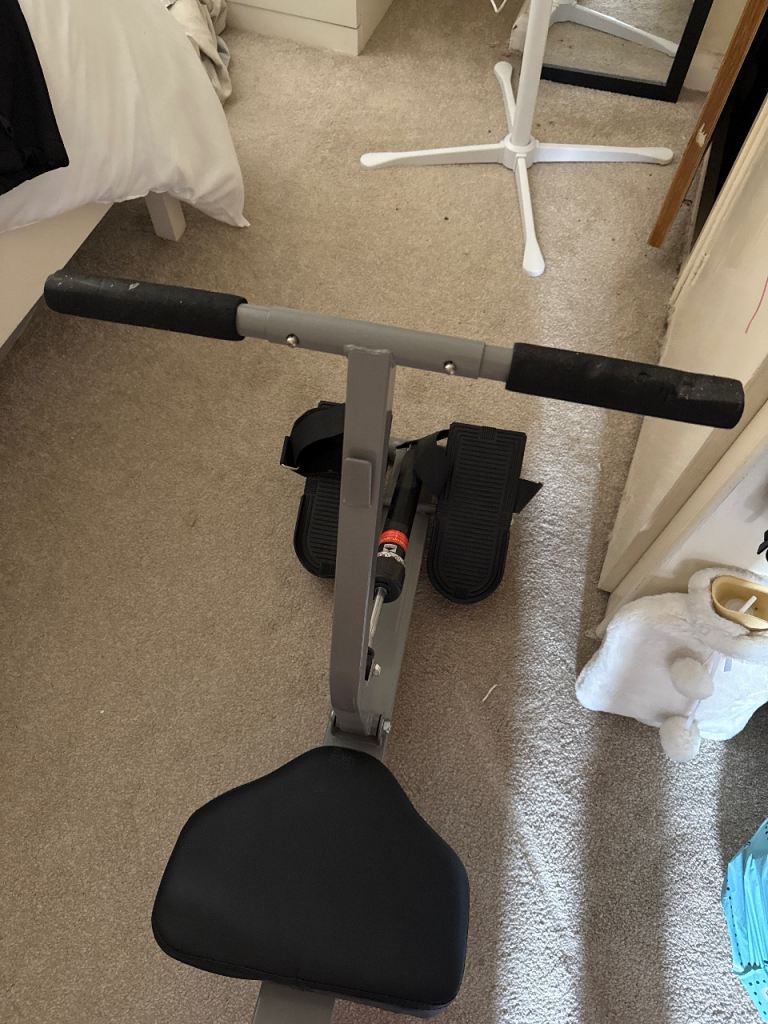 Compact Rowing Machine – Grey and Black, Good Condition