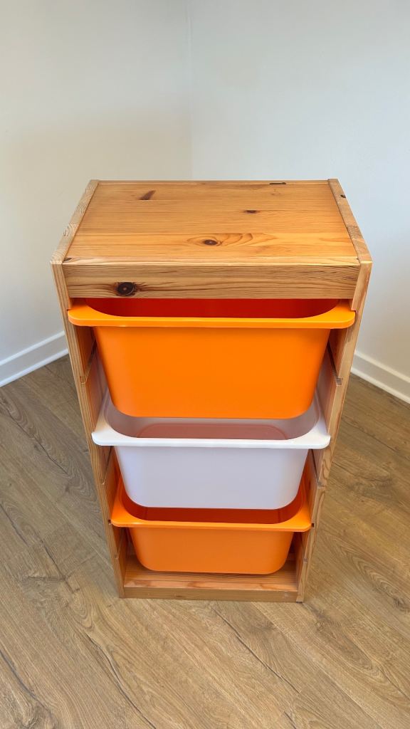 IKEA TROFAST Solid Pine Storage Unit with 3 Boxes 