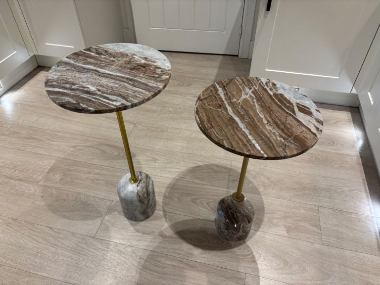 Marble top and base side tables x2
