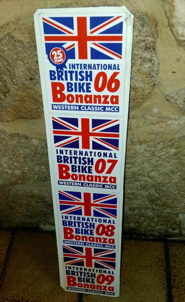 METAL SIGN INTERNATIONAL BIKE BONANZA metal with 4 stickers on for each year)