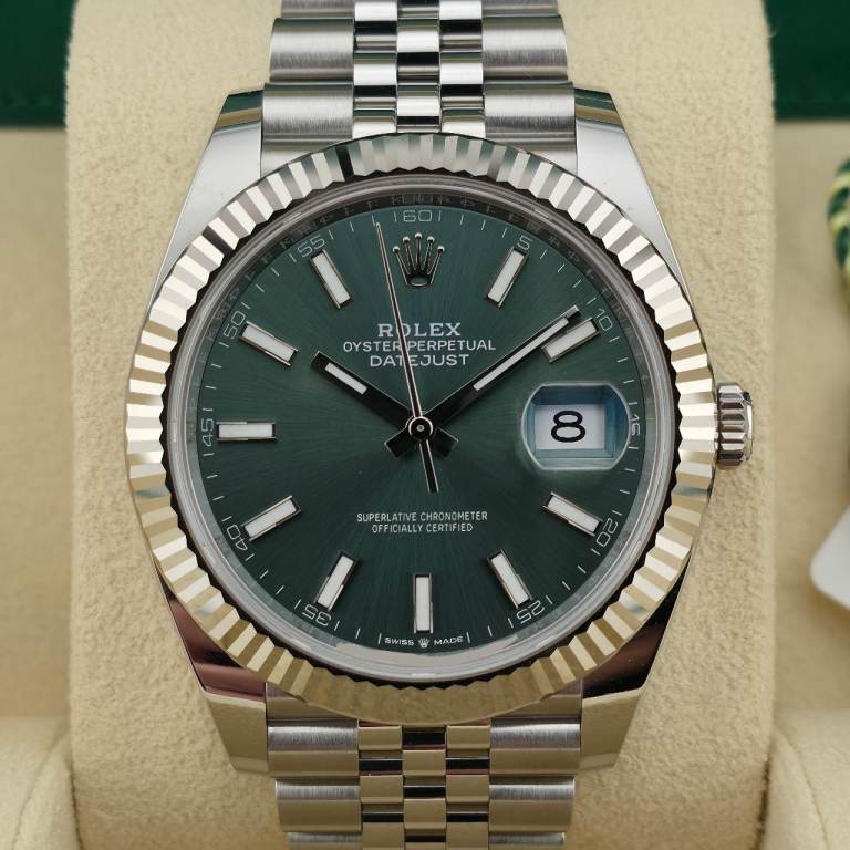 Rolex Datejust 41 Ref. 126334 – Mint Green Dial, Jubilee Bracelet, 2023, Unworn, Full Set