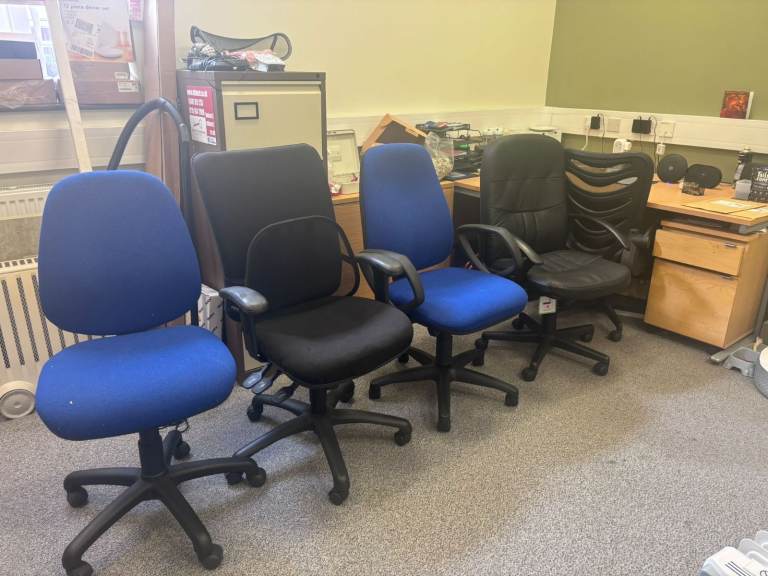 Office Chairs - Blue and Black, Good Condition