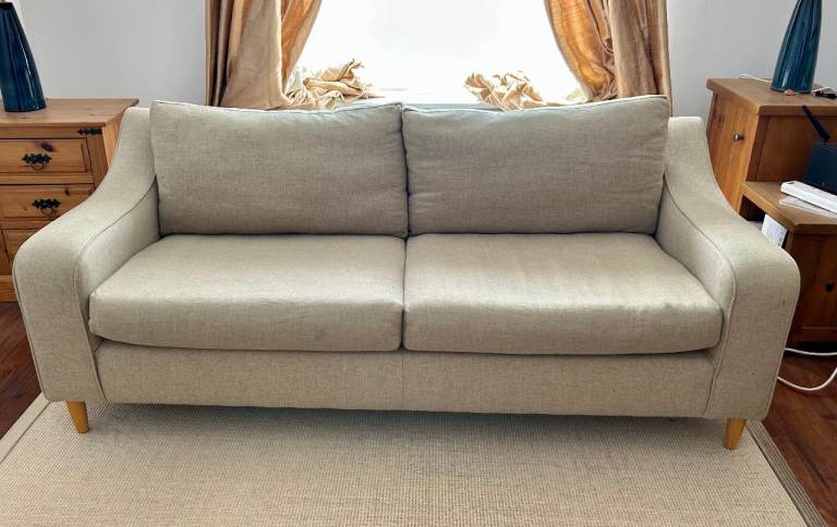 Marks & Spencer 2012 "Best of British" hand-built two seater wool sofa