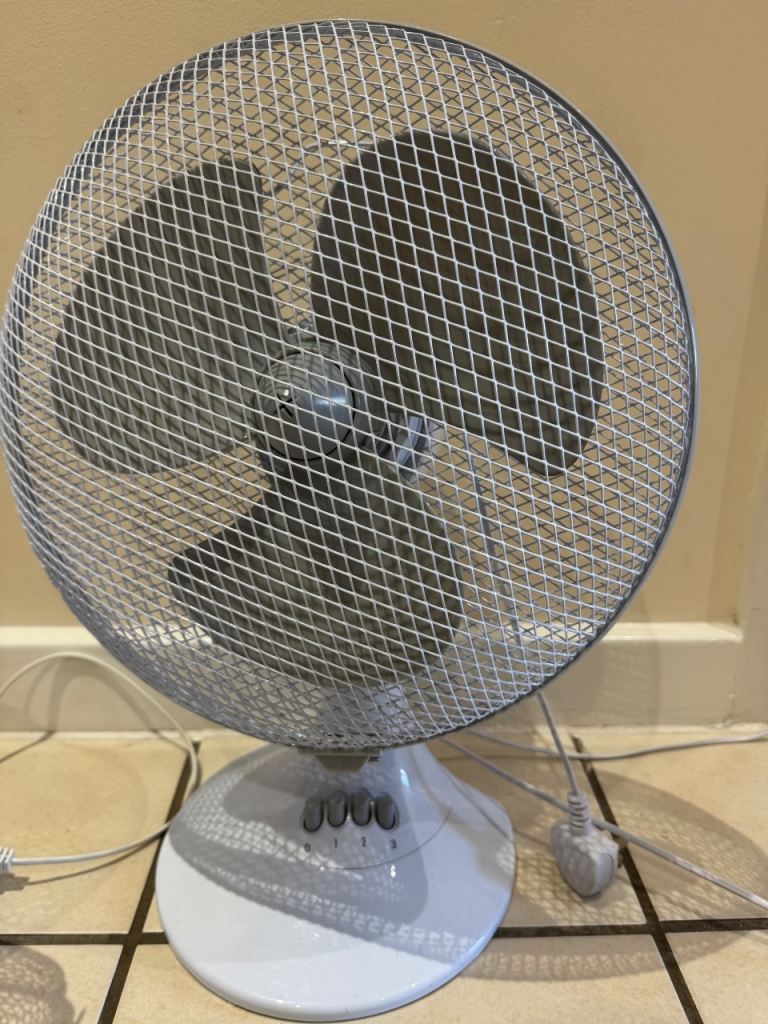 Desk Fan - White, Good Condition