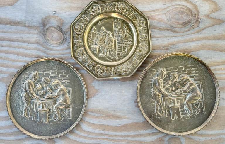 image for English Vintage peerage wall plates + vintage hexagonal plate