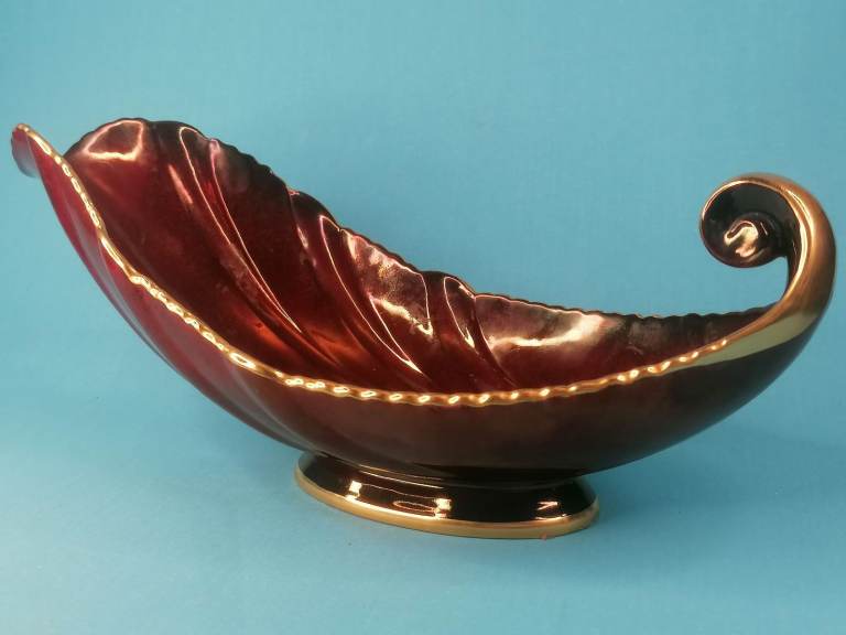 English Art Deco Carlton Ware Rouge Royale Leaf Bowl.1930. 