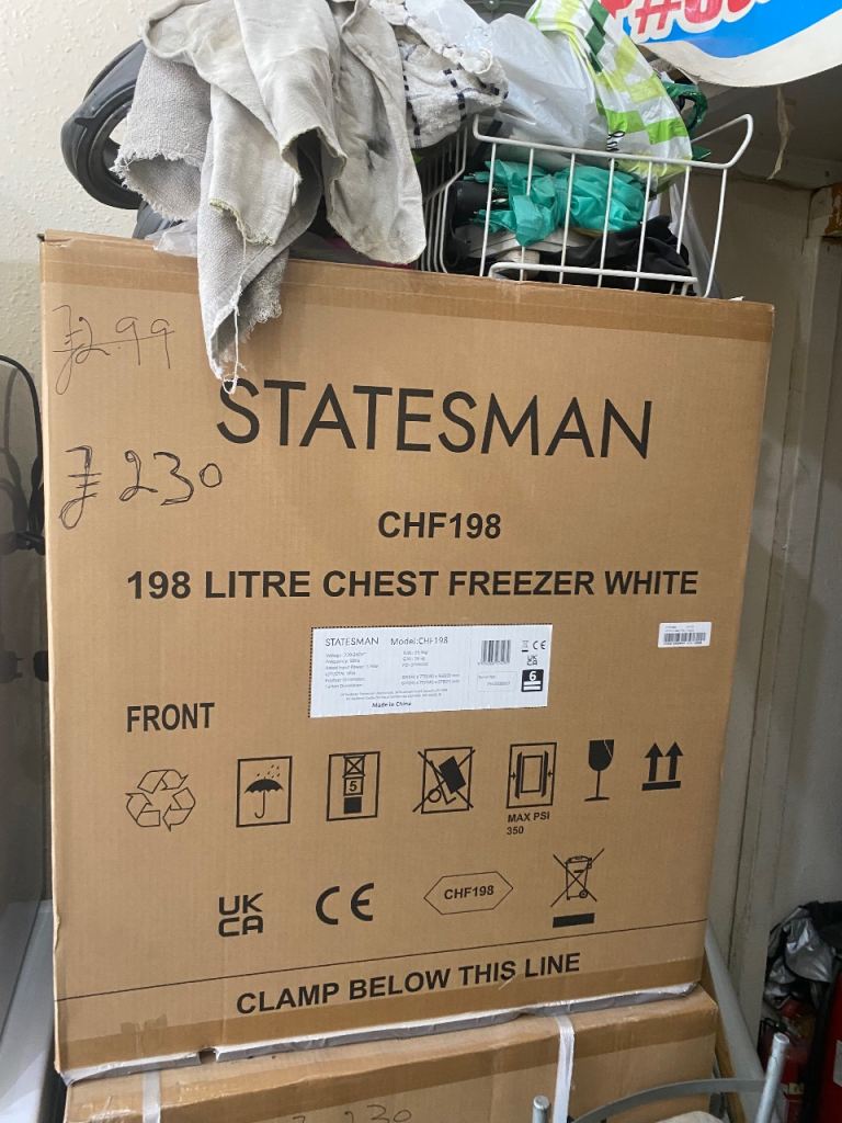 STATESMAN CHF198 198 Litre Chest Freezer - White, Brand New
