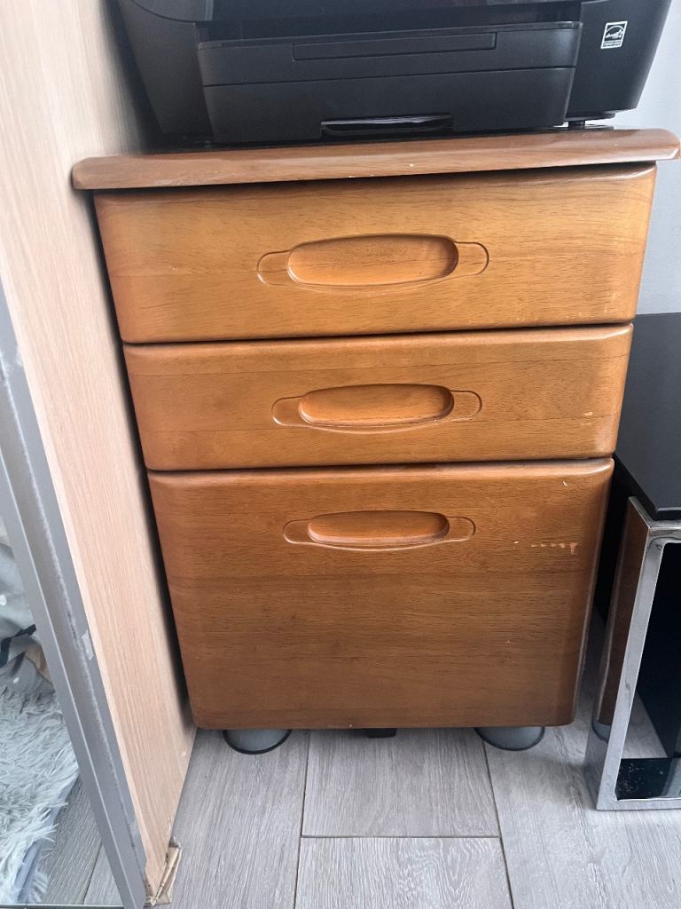 Wooden 3-Drawer Under-Desk Storage Unit on Wheels