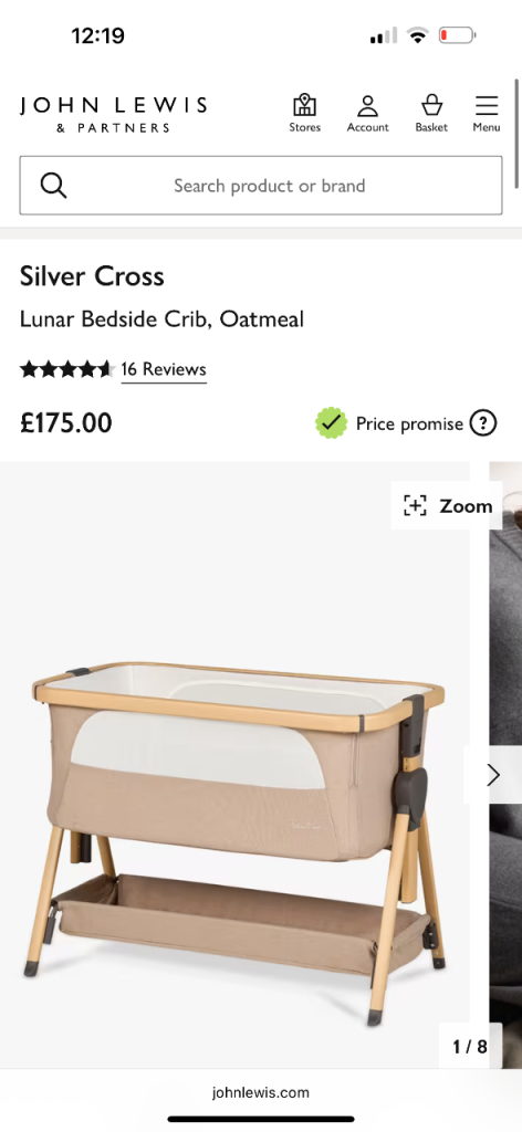 Next to me silver cross crib 