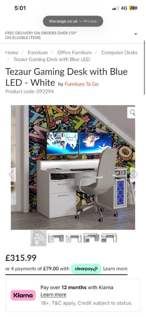 White gaming desk 