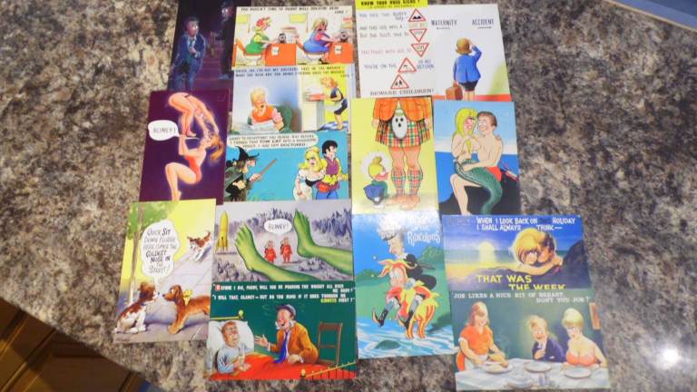 Saucy Postcards, by Bamforth.