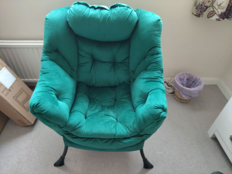Green Velvet Armchair steel frame