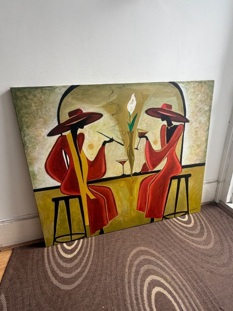 Very Large Abstract Acrylic Painting on Canva mid-century Modern art deco 