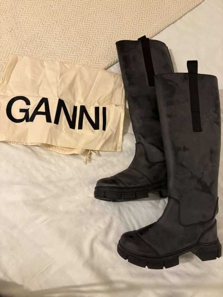 GANNI Recycled Rubber Boots - Knee-High, Grey Matte, EU 37