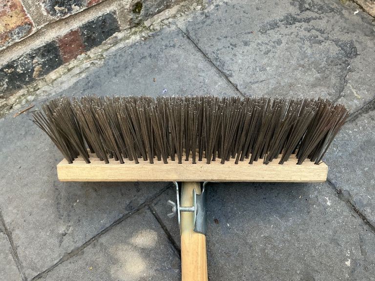 12" Wood Metal Wire Bristle Brush Sweeping Deck Scrub Heavy Duty by The Dustpan and Brush Store
