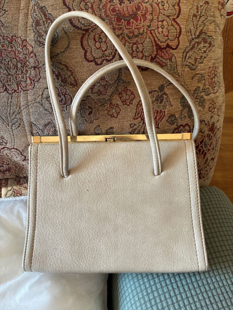 Old beige handbag. 