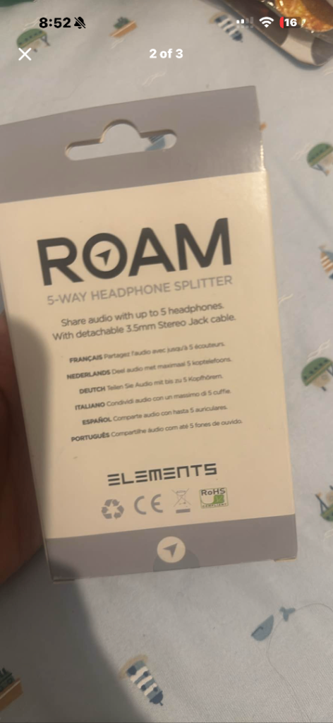 ROAM 5-Way Headphone Splitter with 3.5mm Stereo Jack Cable - New