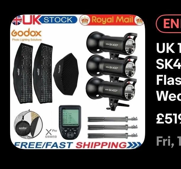 Godox SK400II Flash Kit with XProC Trigger and Accessories - New