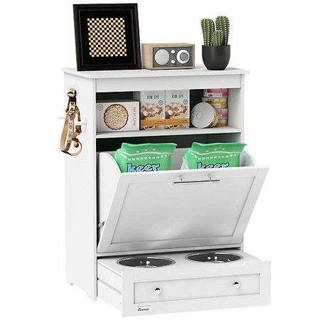 Pet Feeder Station, Dog Cat Food Storage Feeding Station, Food Cabinet