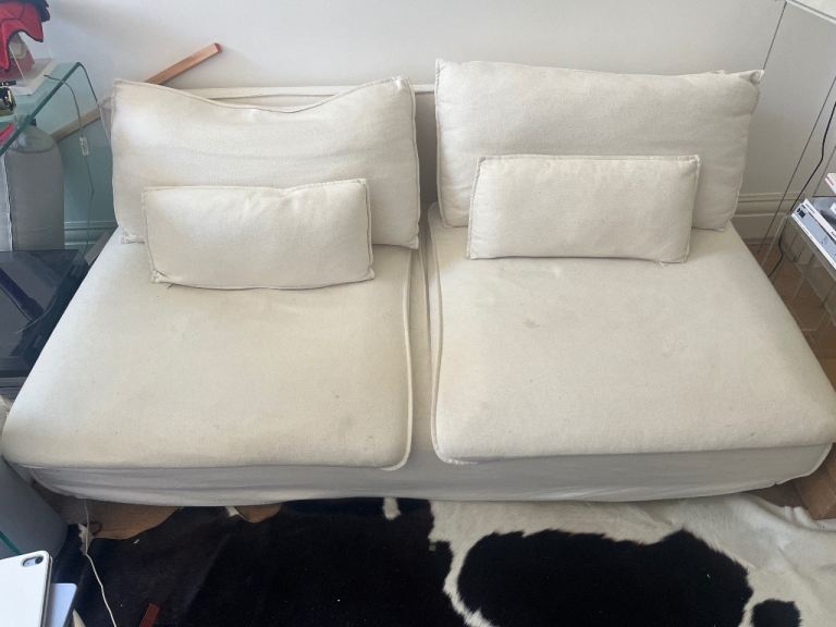 RESERVED IKEA Söderhamn Cream Fabric Sofa Sections with Cushions – Good Condition