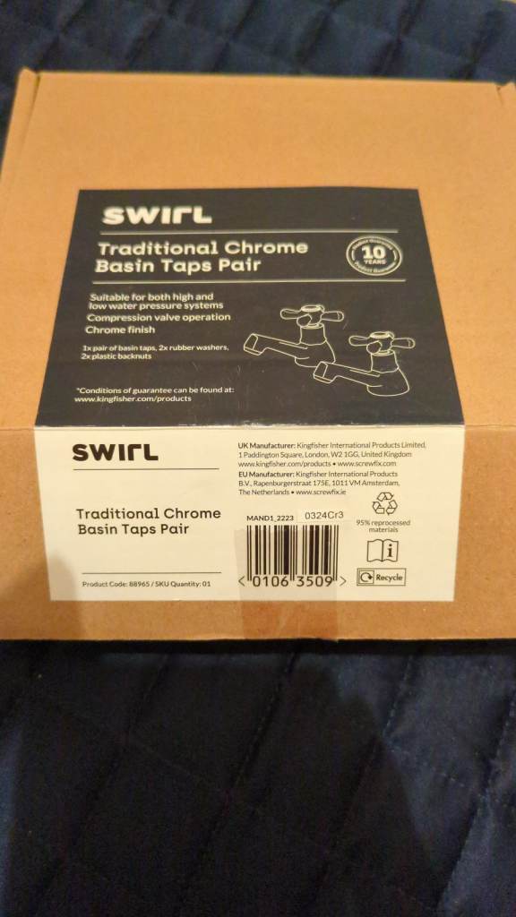 New Swirl Traditional Chrome Basin Taps Pair