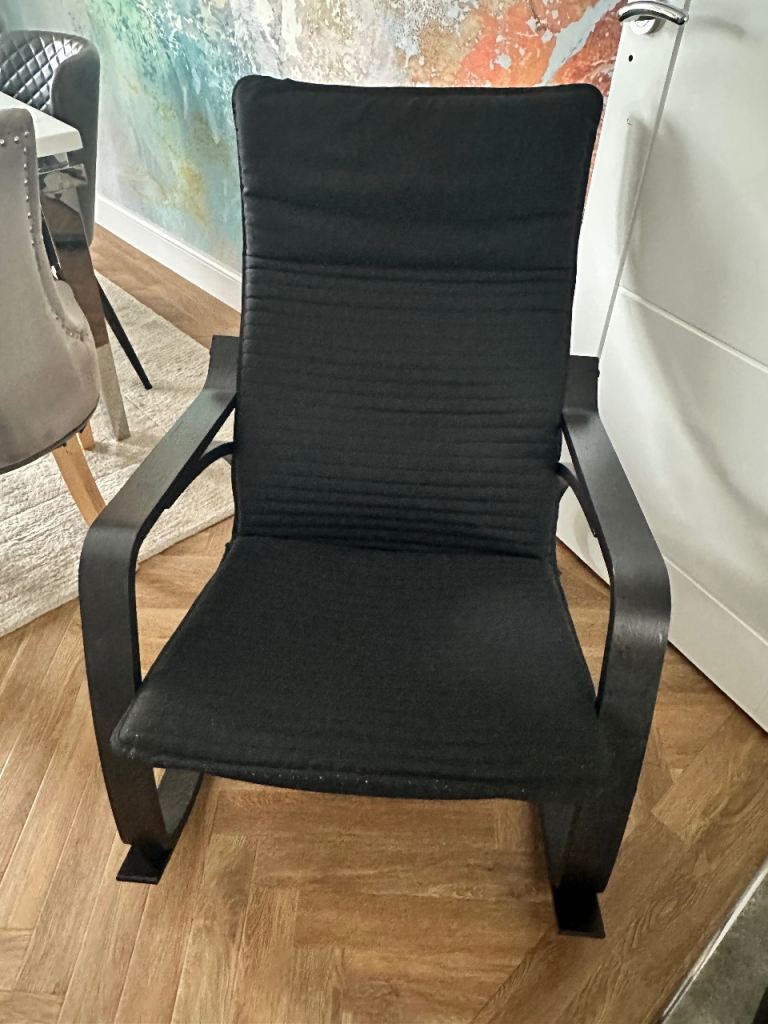 IKEA poang Black Wooden Armchair with Fabric Cushion – Good Condition ...