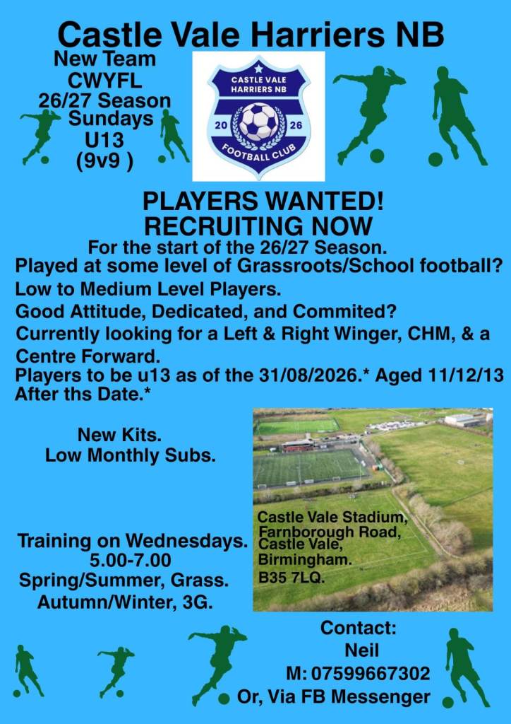 U13 Players wanted.   2026-2027 Season.