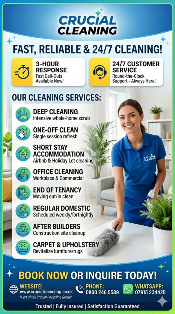 Property Cleaning & Waste Clearance With Call-Outs Within 3 Hours  and 24/7 customer service 