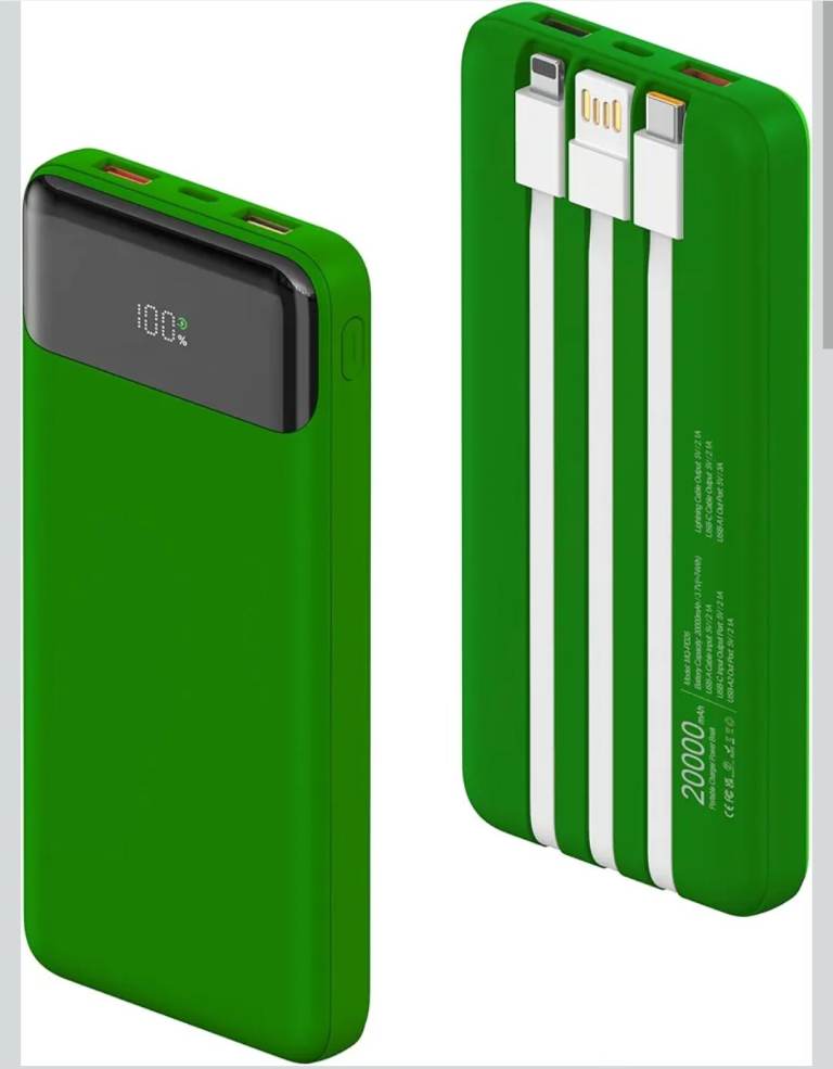 Power Bank 20000mAh with Built in 3 Cable