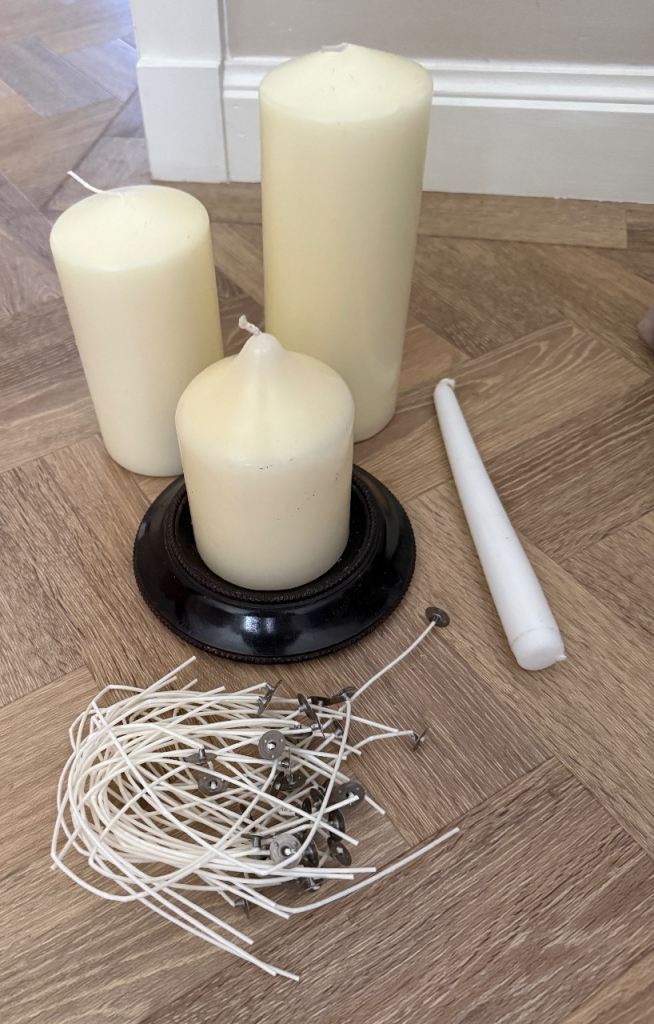 Candles in New Condition incl. Candle Wicks & Round Candle Holder